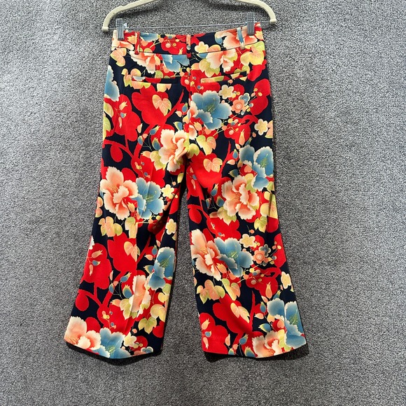 Ann Taylor Loft Cropped Trouser Pants Women 00P Floral Hi Rise Wide Leg Culottes - Picture 2 of 13